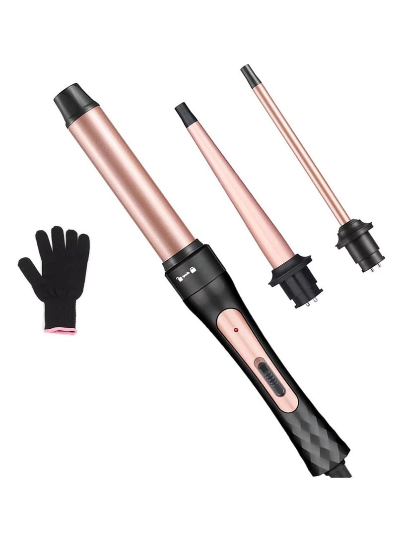 MarlaMall Hair Curling Wand Set, 3 in 1 Hair Waver Curling Iron for Women with 3 Interchangable Ceramic Beach Waves Wands(9-32mm), Fast Heating Up Hair Curler Include Heat Resistant Glove - Image 1
